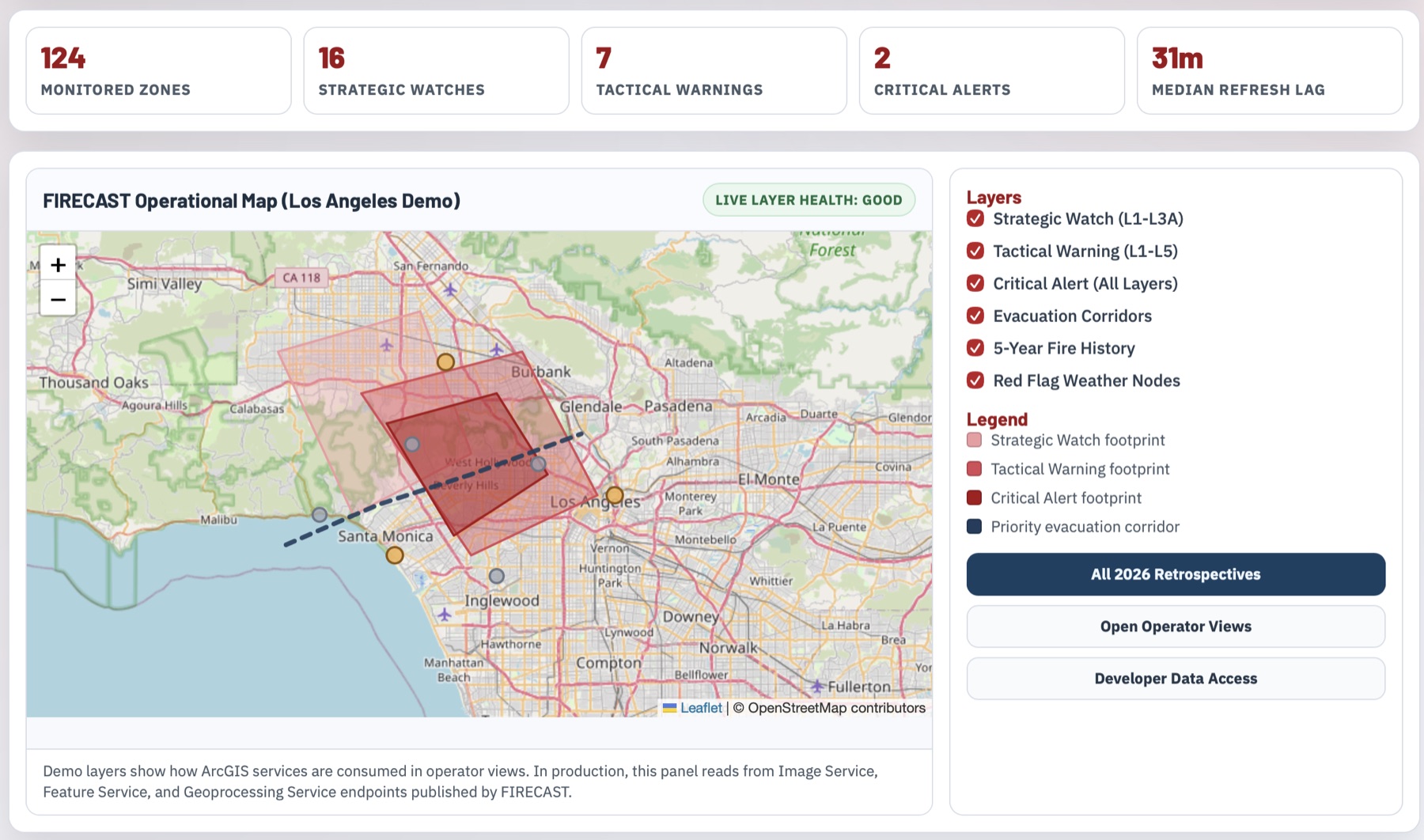 California incidents dashboard with statewide map and emergency counters